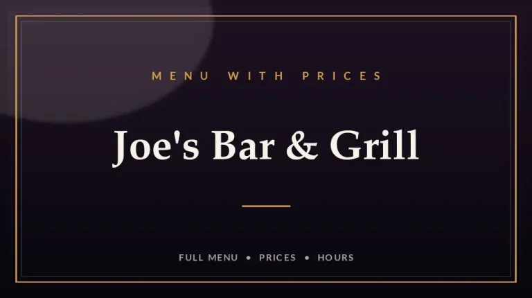 Joe’s Bar & Grill Menu With Prices