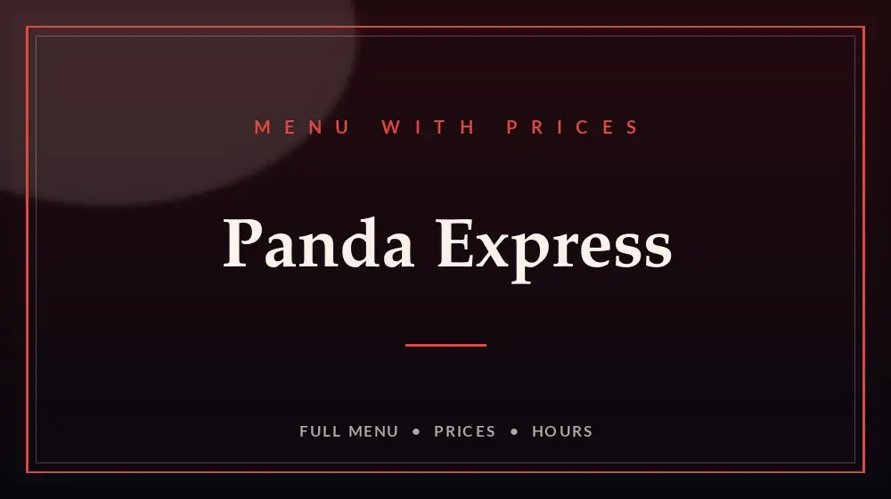Panda Express Menu With Prices