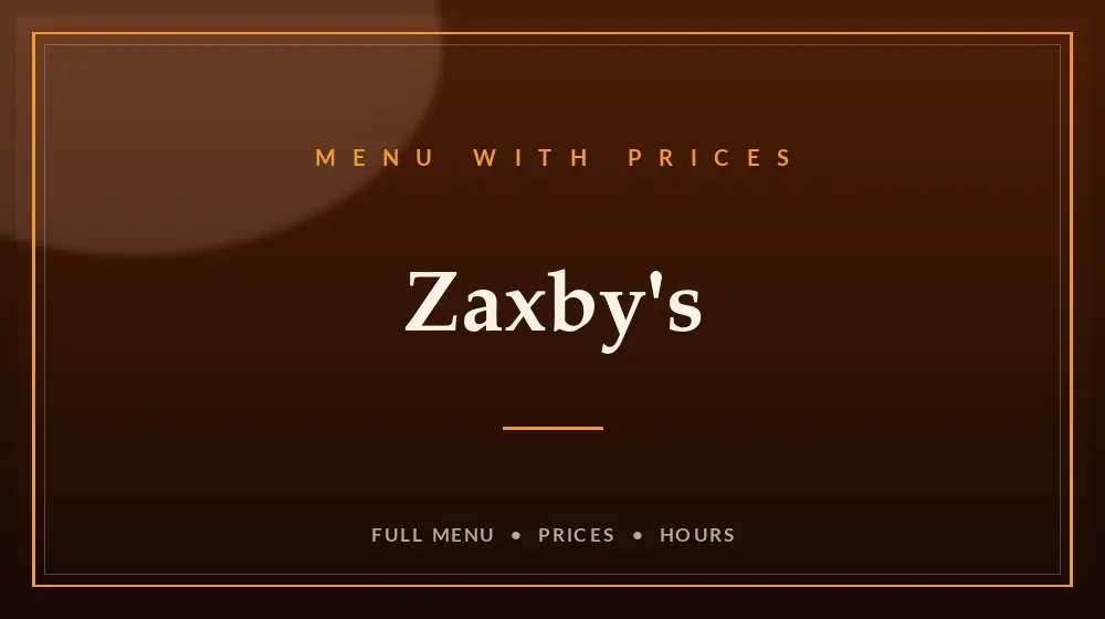 Zaxby’s Menu With Prices